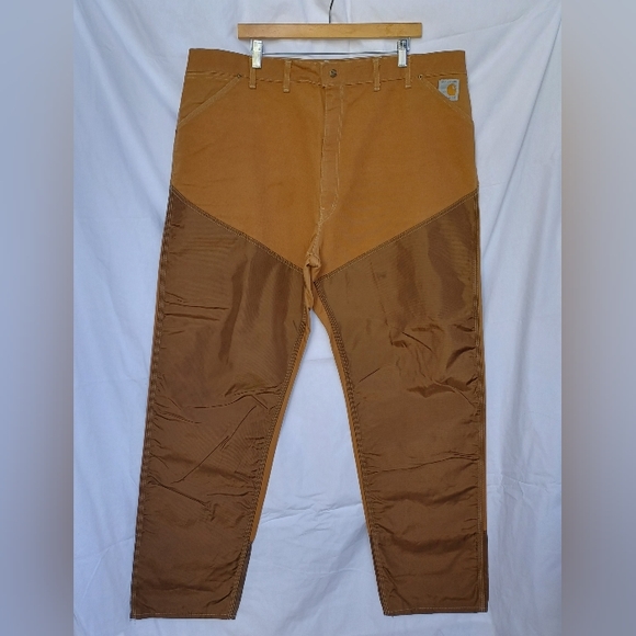 Vintage Carhartt Men's 44x34 Khaki-Brown Double Knee Pants USA Pride Crafted "89 - Picture 2 of 13